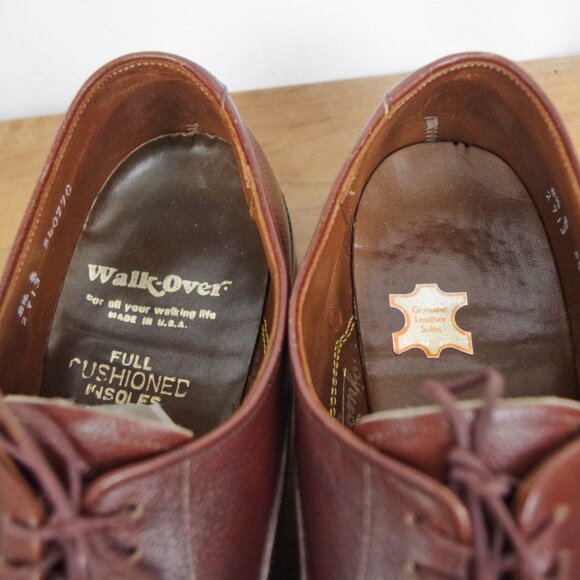 Vintage USA Made Walk-Over Norwegian Derby Brown Leather Shoes Size 8.5 Wide main image 4